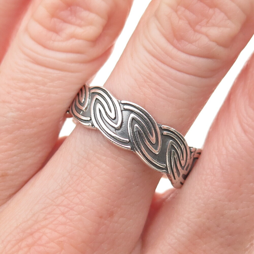925 Sterling Silver Vintage Celtic Oxidized Band Ring Size 12